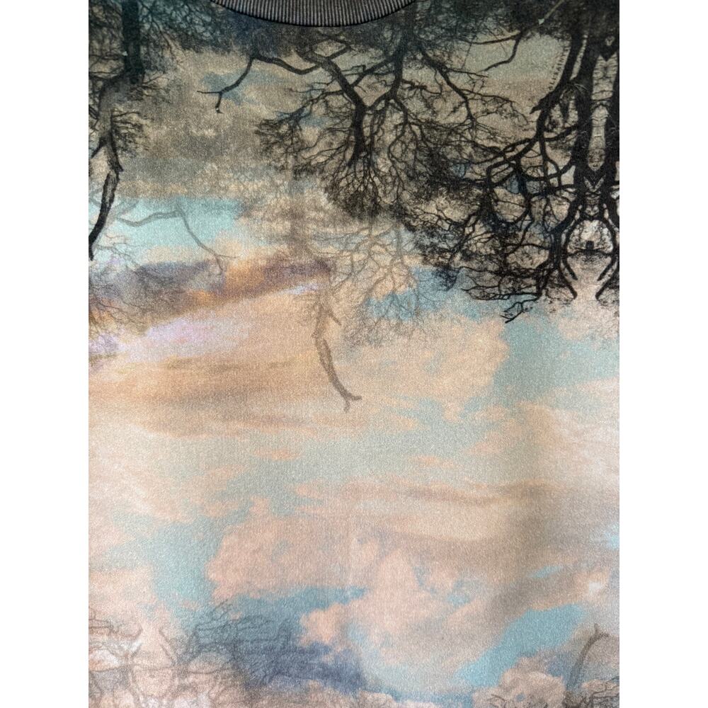 ALLSAINTS Small Forest Landscape Print Sweatshirt Dress Shoulder Pads Art Print - Picture 4 of 11